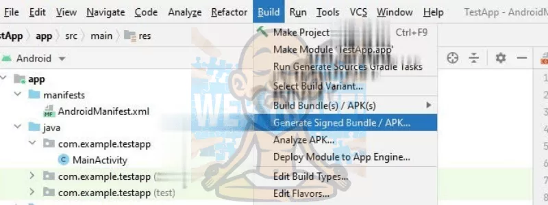 In the menu click on Build and select Generate Signed BundleAPK
